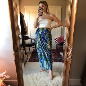 Silk citrus print wrap skirt